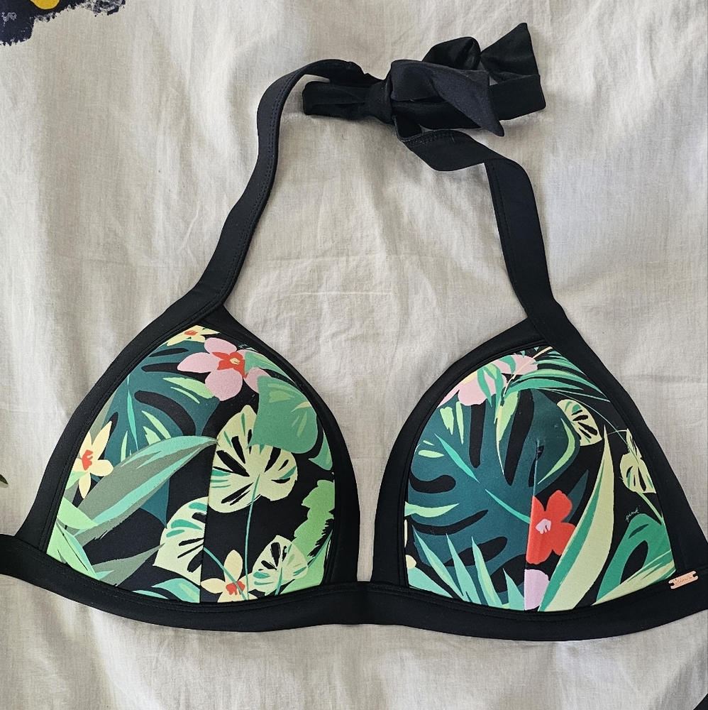 Victoria's Secret Green and Black Tropical Bikini Top